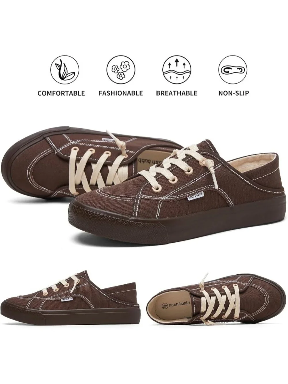 Women's Tan Round Toe Solid Non Slip Fashion Slip on Canvas Loafer Sneaker Shoes